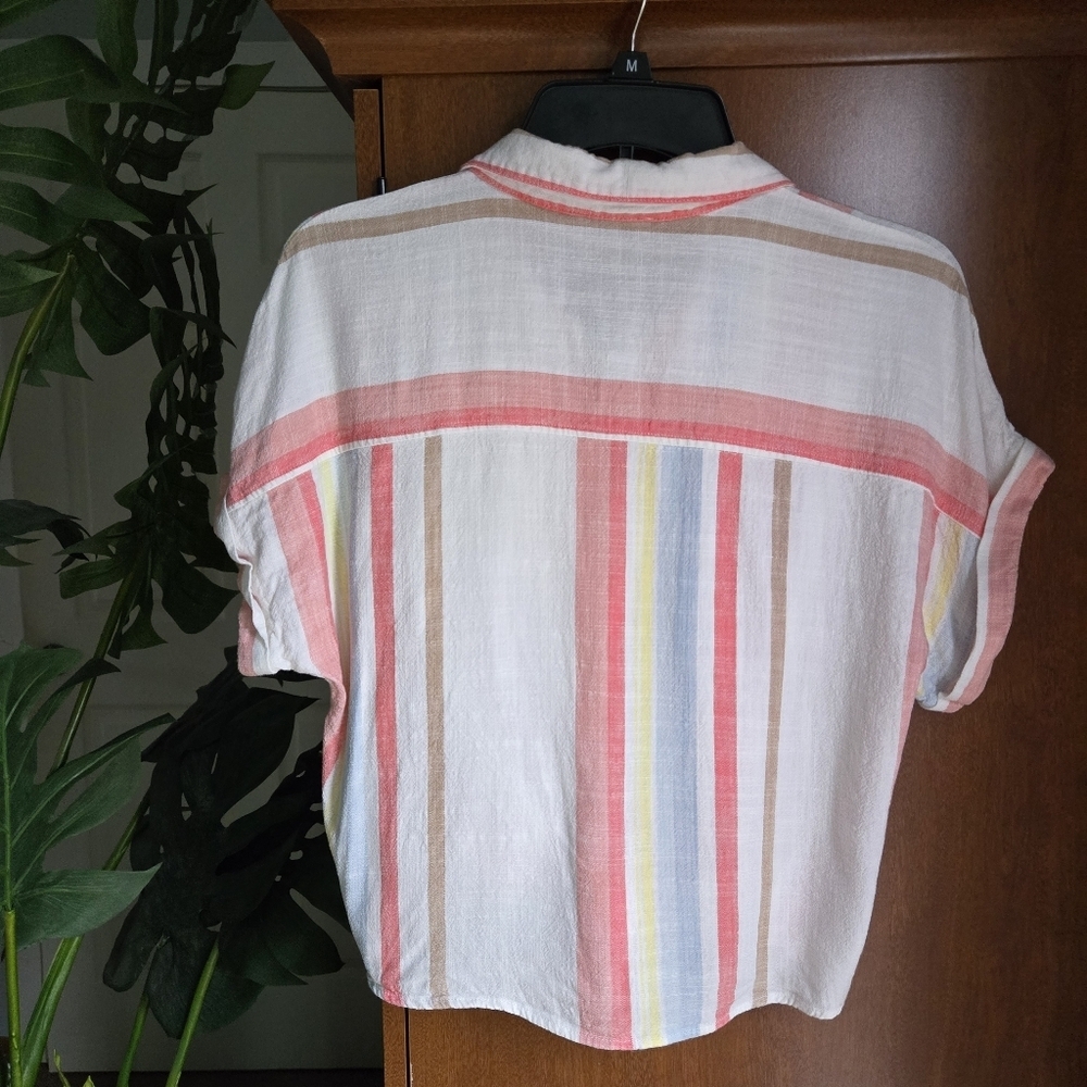 Mi ami Multicolor Striped Tie Front Crop Top - Picture 2 of 5